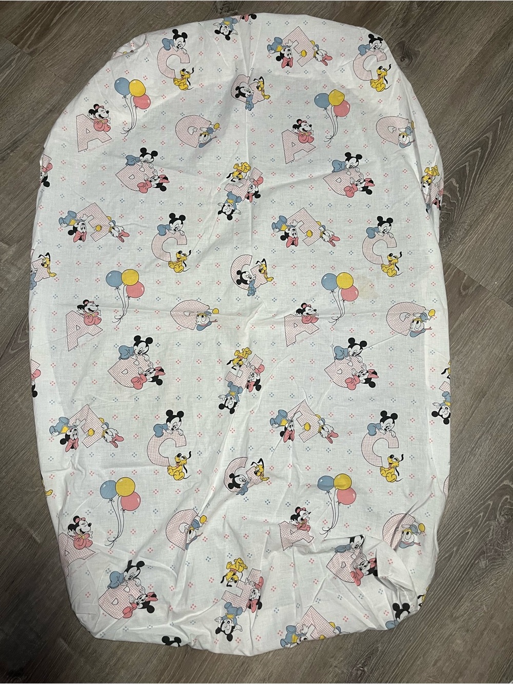 Vintage Dundee 1984 Disney ABC’s Block Crib Fitted Sheet Mickey Minnie Mouse